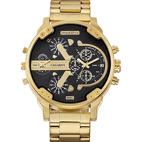FENKOO Schöne Armbanduhren Herren Quarzuhr 6820 Black Steel Watch Herrenmode Herrenuhr (Color : 1) von FENKOO