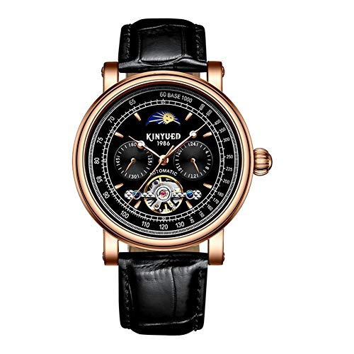 FENKOO Schöne Armbanduhren Männer mechanische Uhren Tourbillon automatische mechanische Uhren leuchtende Herren-mechanische Uhren der Sterne (Color : Black) von FENKOO