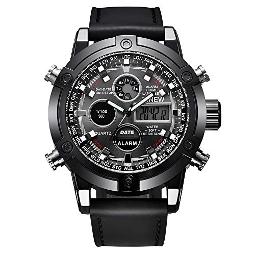 FENKOO Schöne Armbanduhren Marke Herrenuhr Gürtel Sport elektronische Uhr Doppelanzeige Uhr männlich (Color : 1) von FENKOO
