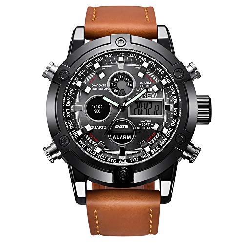 FENKOO Schöne Armbanduhren Marke Herrenuhr Gürtel Sport elektronische Uhr Doppelanzeige Uhr männlich (Color : 3) von FENKOO