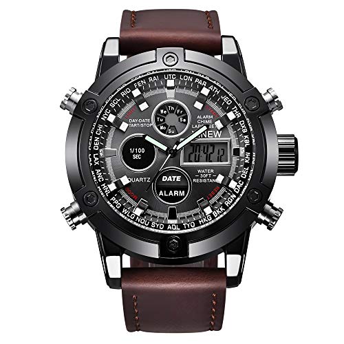 FENKOO Schöne Armbanduhren Marke Herrenuhr Gürtel Sport elektronische Uhr Doppelanzeige Uhr männlich (Color : 4) von FENKOO