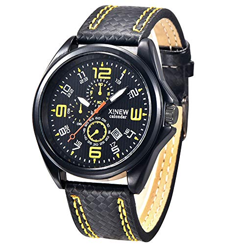 FENKOO Schöne Armbanduhren Marke Uhren Herren Lederband Datum Quarz Armbanduhr (Color : 1) von FENKOO