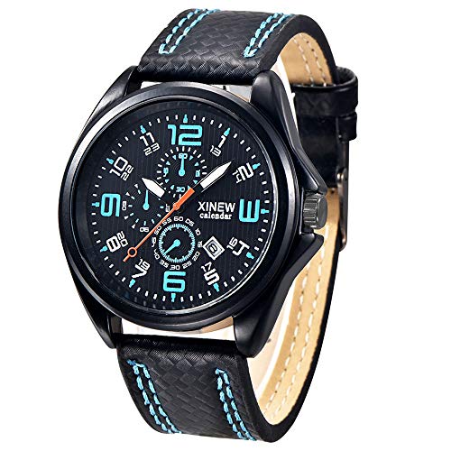 FENKOO Schöne Armbanduhren Marke Uhren Herren Lederband Datum Quarz Armbanduhr (Color : 4) von FENKOO