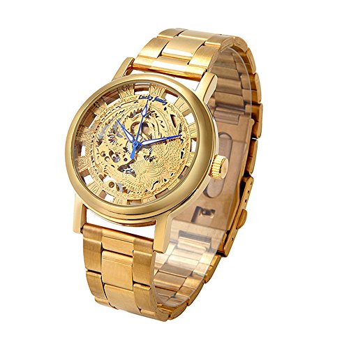 FENKOO Schöne Armbanduhren Mechanisches Uhrhohles Doppelperspektive mechanische Uhr des Drachenmuster-Phoenix-Musterstahlgürtels (Color : 1) von FENKOO