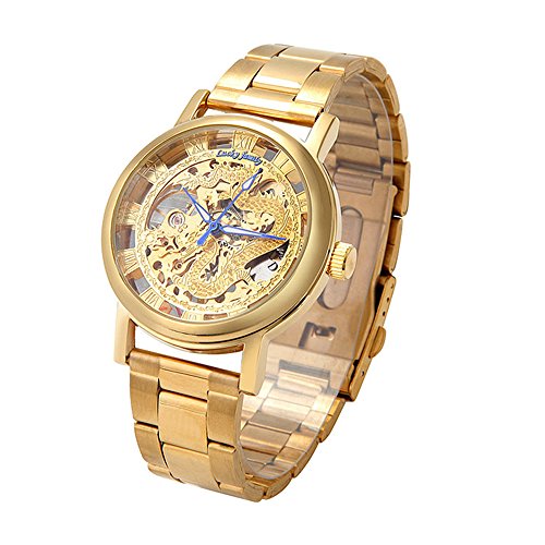 FENKOO Schöne Armbanduhren Mechanisches Uhrhohles Doppelperspektive mechanische Uhr des Drachenmuster-Phoenix-Musterstahlgürtels (Color : 2) von FENKOO