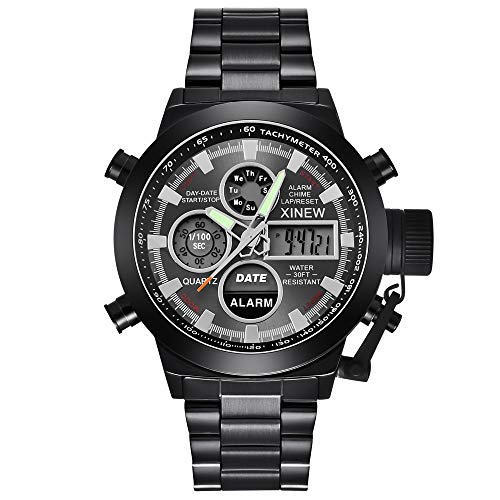 FENKOO Schöne Armbanduhren XONEW Marke Herrenuhr Legierung mit Sport elektronische Uhr Dual-Display (Color : 1) von FENKOO