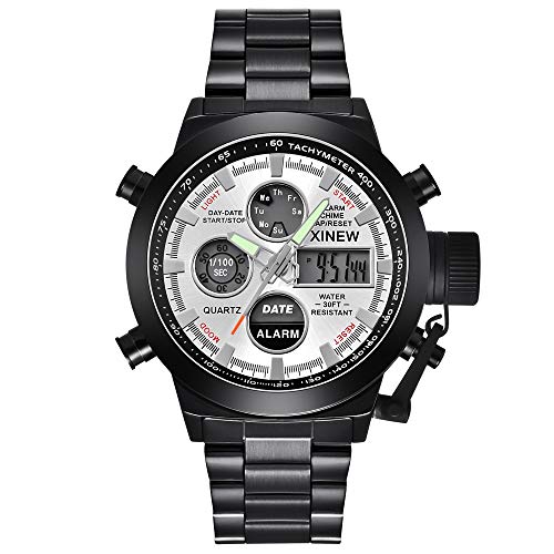 FENKOO Schöne Armbanduhren XONEW Marke Herrenuhr Legierung mit Sport elektronische Uhr Dual-Display (Color : 3) von FENKOO