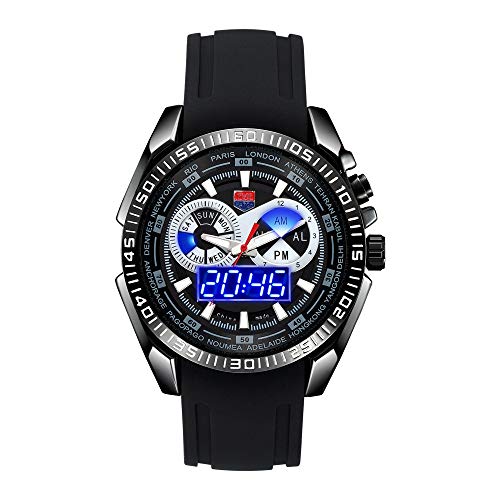 FENKOO TVG Armbanduhren TVG 468IP Männer Elektronische Quartz Dual Display Uhr Japanische Bewegung Männer Silikon Uhr (Color : 1) von FENKOO