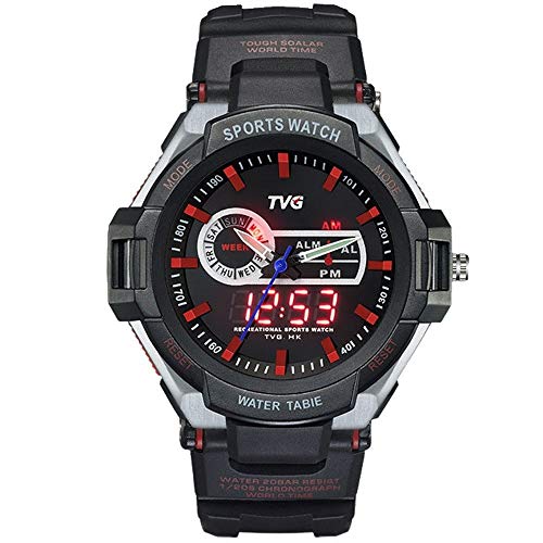 FENKOO TVG Armbanduhren TVG Doppelanzeige Herrenuhr Sport wasserdicht elektronische Uhr männlichen Vibrationsalarm CF801 (Color : 1) von FENKOO