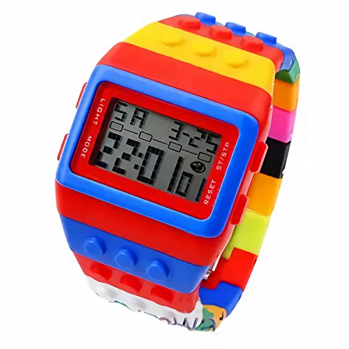 FENKOO Unisex Regenbogen Digital-Armbanduhr Rot/Blau von FENKOO