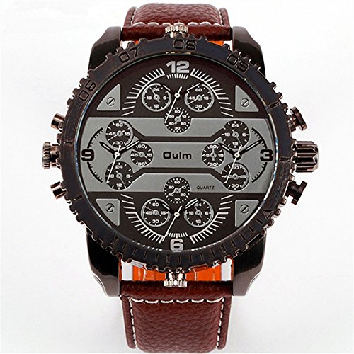 FENKOO beiläufige Uhr 5,8 cm übergroße Uhr Herren-Leder Zu Zifferblatt (Color : 1) von FENKOO