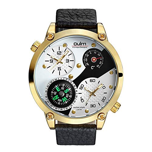 FENKOO beiläufige Uhr Große Wahl Quarzuhr der Männer doppelte Bewegung Lederband Uhren (Color : 5) von FENKOO