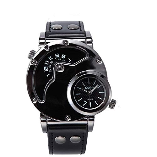 FENKOO beiläufige Uhr Herrenuhr Große Dial Dual Time Zone Herren-Sport-Uhr (Color : 2) von FENKOO