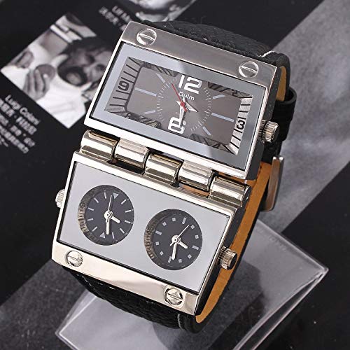 FENKOO beiläufige Uhr Herrenuhr Quarz-Uhr DREI Zeitzone Große Dial Quarzuhr (Color : 2) von FENKOO