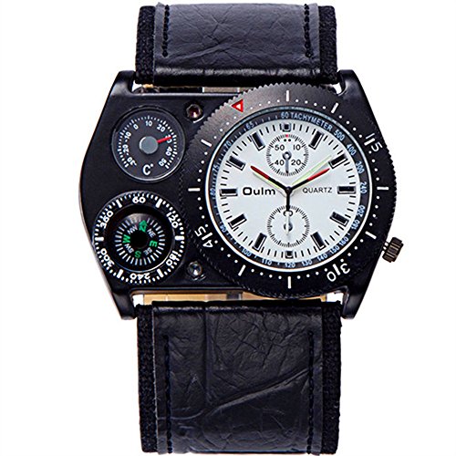 FENKOO beiläufige Uhr Leder-Uhr-Japan-Bewegung der militärischen Uhren Herren-Sportuhr (Color : 1) von FENKOO