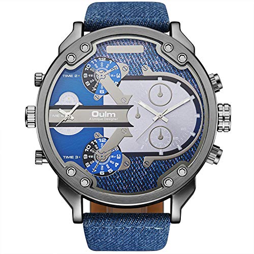 FENKOO beiläufige Uhr Männer doppelte Zeitzone große Wählscheibe Quarz Gurtuhr Multi-Color optional Herren-Uhr (Color : 1) von FENKOO