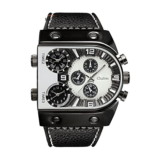 Fashion Personality Herrenuhr Multi Time Zone Large Dial Belt Quarzuhr (Farbe : 2) von FENKOO