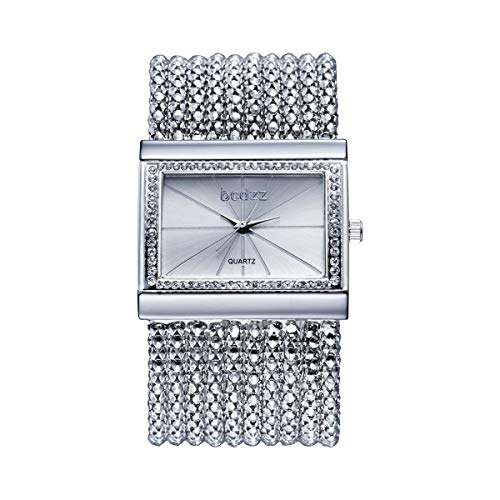 FENKOO Damen Kleideruhr Quartz Legierung Band Glanz/Armband Silber/Gold von FENKOO