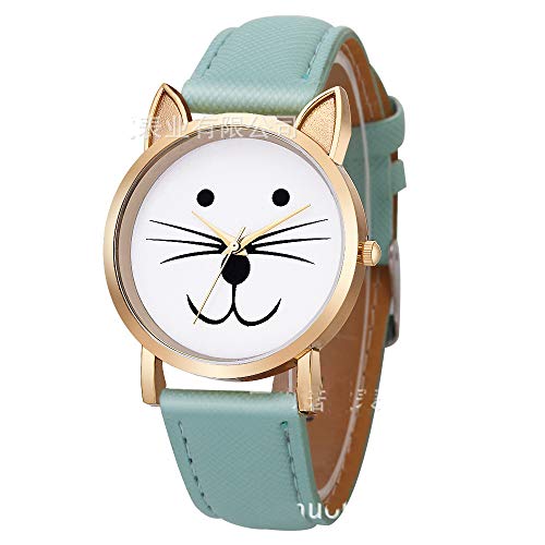 FENKOO Kitty Fit Damenuhren Katzenuhr Leder Vintage-Uhr von FENKOO