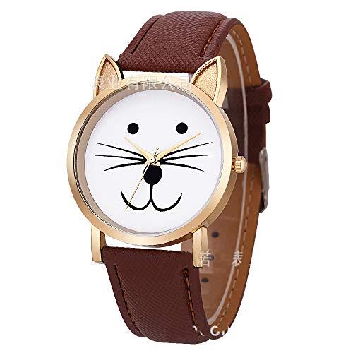 Fenkoo Kitty passen Frauen UHREN Katze Uhr-Armbanduhr-Leder-Uhr-Weinlese-Uhr Schmuck Zubehör von FENKOO