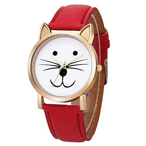 Fenkoo Kitty passen Frauen UHREN Katze Uhr-Armbanduhr-Leder-Uhr-Weinlese-Uhr Schmuck Zubehör von FENKOO