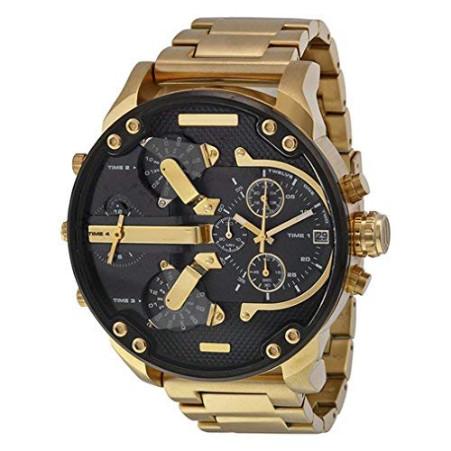 FENKOO Männer Uhrquarz wasserdichte Sport-Uhr-Kalender echtem Edelstahl Armbanduhr montre reloj relogio (Gold) von FENKOO