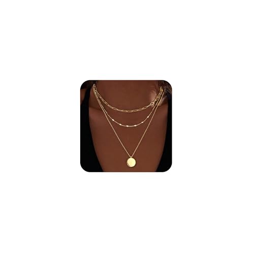 FENNELISA 3Pcs Halskette Damen, Layered Gold Kette Hypoallergen Lange Kette Silber 925 Verstellbarer Wasserfest Goldkette Damen von FENNELISA