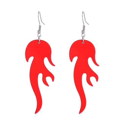 Acryl Flamme Ohrringe Einfache Baumeln Haken Ohrringe Stilvolle Ohrtropfen Mode Ohrschmuck Geschenk für Frauen Mädchen, Silikon von FENOHREFE