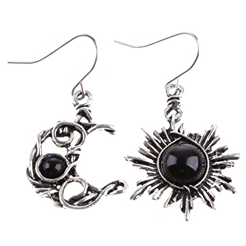 Böhmische Ohrringe für Sonne, Mond, baumelnde Ohrringe, Mondstein-Ohrringe, Mond für Sonne, Kreis, Schmuck, Geschenke für Frauen und Mädchen, asymmetrisch, Silikon von FENOHREFE