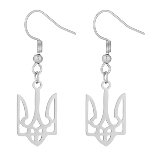 Dreizack-Ohrring, ukrainisches Emblem, hohler Fischhaken-Ohrring, Punk, Vintage, Dreizack-Ohrringe, Silikon von FENOHREFE