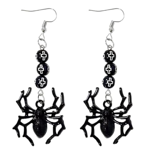 Elegante schwarze Spinnen-Ohrhänger für Damen, Arachniden-Ohrhänger, handgefertigtes Schmuck-Accessoire für Frauen, Silikon von FENOHREFE