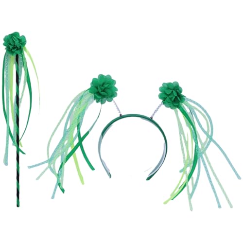 Haarreif mit Blume, Kleeblatt, auffällig, Patrick's Day, Stirnband, Weihnachtsfeier, Zauberstab für Teenager, Patrick's Day Haarband von FENOHREFE