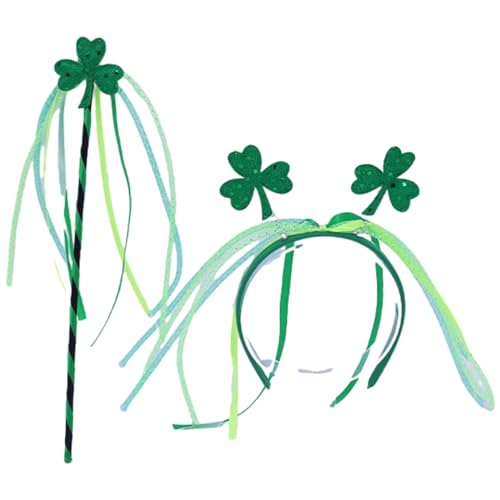 Haarreif mit Blume, Kleeblatt, auffällig, Patrick's Day, Stirnband, Weihnachtsfeier, Zauberstab für Teenager, Patrick's Day Haarband von FENOHREFE