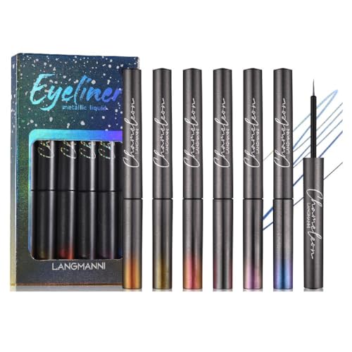 Hochpigmentierter Glitzer Eyeliner Bunt Wischfest Und Wasserfest Auffälliger Look Lidschatten Make Up Schönheitskosmetik Glitzer Eyeliner Set Hochpigmentierter Eyeliner Metallic Finish von FENOHREFE