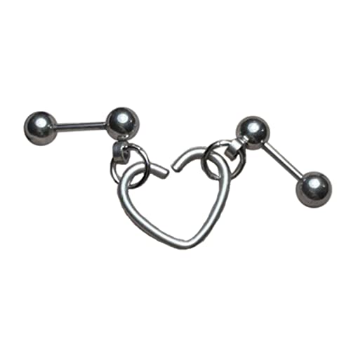 Punk Heart Double Lobe Helix Piercing Ohrringe Kette Knorpel Ohrstecker baumeln Y2K Mode Körper Ohr Nägel Schmuck, Silikon von FENOHREFE