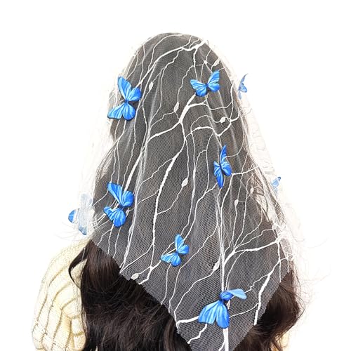 Schmetterlings-Fascinator für Cosplay, Party, Hochzeit, Festivals, Brautschmuck, Schmetterling, Stirnbänder, Flora, Kopfbedeckung, Hochzeit, Haarschmuck für Mädchen, weiß / blau von FENOHREFE