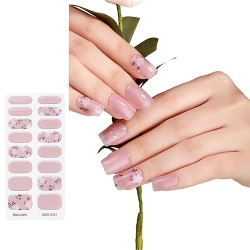 Semi Cured Gel Nails Art Sliders Maniküre Dekor UV LED Lampe Semi Cured Gel Design Nail Decals Fashion Nail Sticker Decor Nail Art Decals Nagelzubehör von FENOHREFE