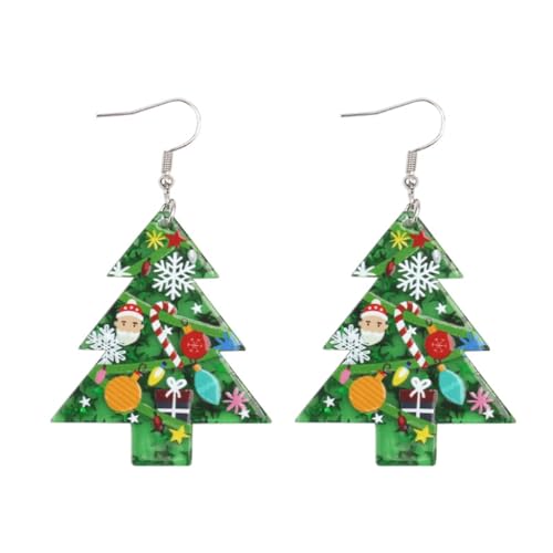 Trendige Ohrhänger mit Weihnachtsmannmütze, handgefertigt, Schneemann, baumelnd, niedlicher Weihnachtsbaum-Anhänger, kreisförmige Ohren-Dekoration, Silikon von FENOHREFE
