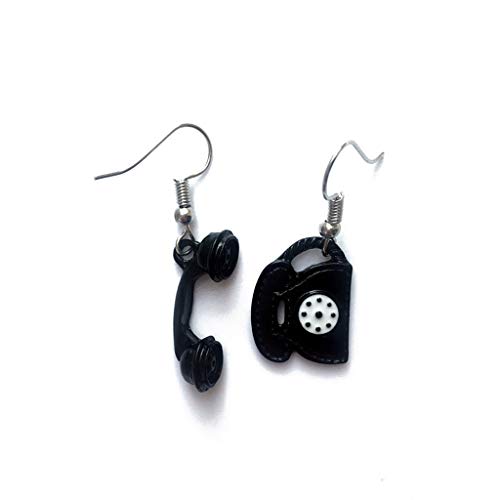 Trendige schwarze Nadel-Ohrringe für Damen, minimalistisch, simulierte Telefon-Ohrringe, Ohrstecker, weibliches Paar, Schmuck, Geschenke, Silikon von FENOHREFE