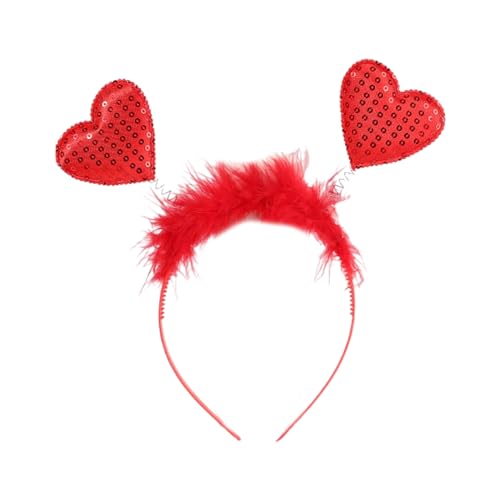 Zarter Bankett-Party-Haarreif mit Herz, Mädchen, Valentinstag, Stirnband mit Feder, für Damen, Teenager, Glitzer-Haarschmuck, Hochzeitshaarbänder für Braut, Hochzeit, Haarband für Frauen, von FENOHREFE