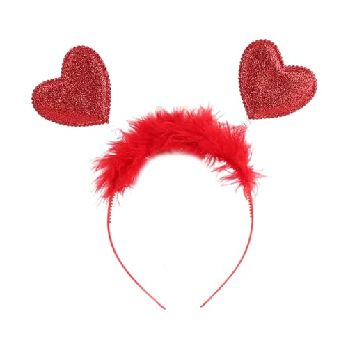 Zarter Bankett-Party-Haarreif mit Herz, Mädchen, Valentinstag, Stirnband mit Feder, für Damen, Teenager, Glitzer-Haarschmuck, Hochzeitshaarbänder für Braut, Hochzeit, Haarband für Frauen, von FENOHREFE