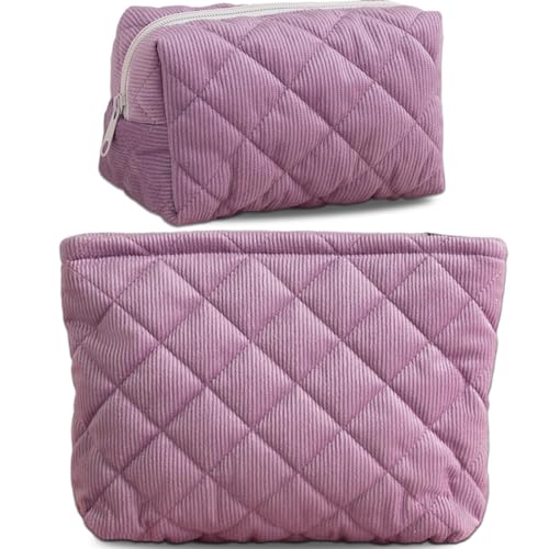 FENONNI Make-up-Tasche aus Cord, 2er-Set, eleganter Reise-Kulturbeutel für Damen, weiche, gesteppte Kosmetiktasche, perfekt für Hochzeiten, Jubiläen, tägliche Aufbewahrung von Kosmetika und FENONNI Make-up-Tasche aus Cord, 2er-Set, eleganter Reise-Kulturbeutel für Damen, weiche, gesteppte Kosmetiktasche, perfekt für Hochzeiten, Jubiläen, tägliche Aufbewahrung von Kosmetika und von FENONNI