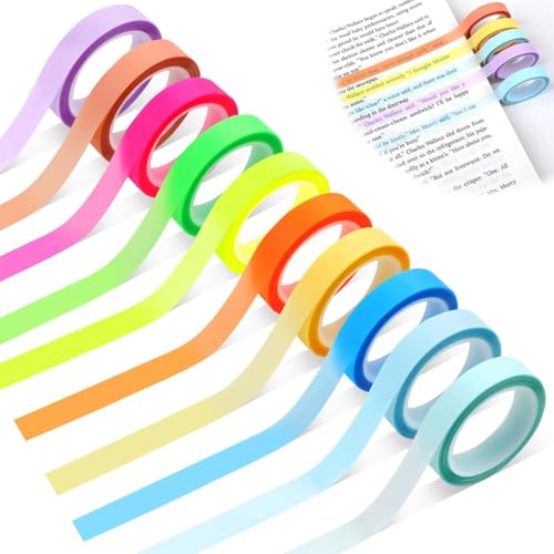 FENQURO 10 Rollen Highlight Strips Abnehmbare Fluoreszierende Farbige Tags Farbiges Transparentes Klebeband Transparente Notizzettel Textmarker-klebeband Für Lehrer Schüler Klasse Büro (0,7cm X 5m) FENQURO 10 Rollen Highlight Strips Abnehmbare Fluoreszierende Farbige Tags Farbiges Transparentes Klebeband Transparente Notizzettel Textmarker-klebeband Für Lehrer Schüler Klasse Büro (0,7cm X 5m) von FENQURO