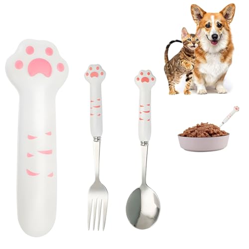 FENQURO 2 Pcs Katzen Löffel Lang, Hundefutter Gabel Nassfutter Katzen Löffel Nassfutter Edelstahl Futterlöffel für Hunde und Katzen Futter Löffel Futterlöffel für Haustiere für Nassfutter (Rosa) FENQURO 2 Pcs Katzen Löffel Lang, Hundefutter Gabel Nassfutter Katzen Löffel Nassfutter Edelstahl Futterlöffel für Hunde und Katzen Futter Löffel Futterlöffel für Haustiere für Nassfutter (Rosa) von FENQURO