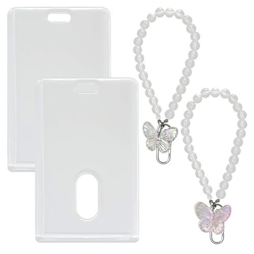 FENQURO 2 Stück Schlüsselband Ausziehbar Mit Transparente Kartenhalter, kartenhalter ausweis, Einziehbarer Schlüsselanhänger Set, ID Card Holder Abzeichen Buddy Kit für Schlüsselanhänger und ID Card von FENQURO