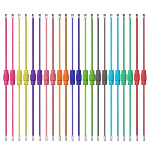 FENQURO 22 Stück Schlüsselring Drahtseil, 5 x 5 cm Edelstahl Schlüsselring Weicher Schlüsselring mit Drehverschluss Multifunktionale Schlüsselringe für Gepäckanhänger, Schlüssel, Anhänger von FENQURO