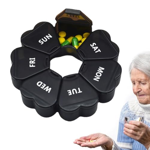 FENQURO Tablettenbox 7 Tage, pillendose 7 tage, tablettenbox 7 tage, Pillendose Medikamentenbox 7 Tage mit Große Fächer, Tabletten Wochenbox Pillenbox Tablettendose für Unterwegs Rund FENQURO Tablettenbox 7 Tage, pillendose 7 tage, tablettenbox 7 tage, Pillendose Medikamentenbox 7 Tage mit Große Fächer, Tabletten Wochenbox Pillenbox Tablettendose für Unterwegs Rund von FENQURO