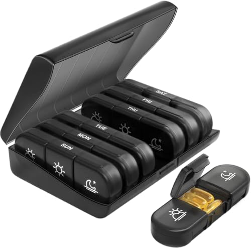 FENQURO Tablettenbox 7 Tage Morgens Mittags Abends, Klein Pillendose Große Fächer, 3 Fächer Pillenbox, Tablettendose Wochenbox Supplement Box Organizer, BPA-freier tragbare Medikamentenbox FENQURO Tablettenbox 7 Tage Morgens Mittags Abends, Klein Pillendose Große Fächer, 3 Fächer Pillenbox, Tablettendose Wochenbox Supplement Box Organizer, BPA-freier tragbare Medikamentenbox von FENQURO