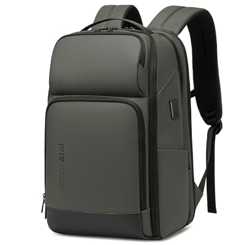 FENRUIEN Erweiterbarer Laptop Rucksack Business Rucksack Herren Laptop Tasche 17 Zoll für Herren und Damen Mädchen Teenager mit Laptopfach USB-Ladeanschluss Rucksack (Armeegrün) von FENRUIEN