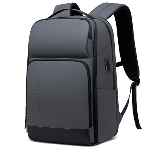 FENRUIEN Erweiterbarer Laptop Rucksack Business Rucksack Herren Laptop Tasche 17 Zoll für Herren und Damen Mädchen Teenager mit Laptopfach USB-Ladeanschluss Rucksack (Grau) von FENRUIEN